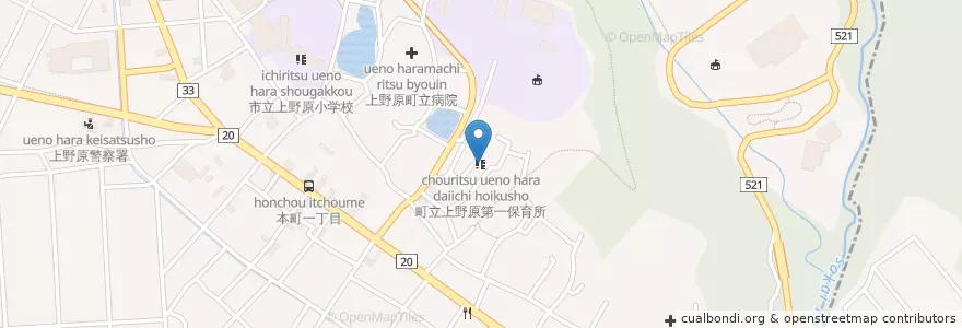 Mapa de ubicacion de 町立上野原第一保育所 en 日本, 山梨県, 上野原市.