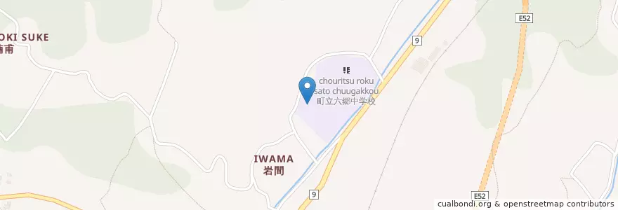 Mapa de ubicacion de 町立六郷小学校 en 日本, 山梨県, 西八代郡, 市川三郷町.
