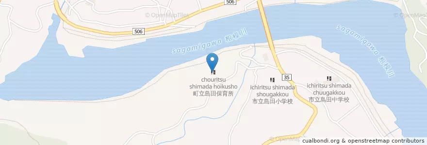 Mapa de ubicacion de 町立島田保育所 en 日本, 山梨县, 上野原市.