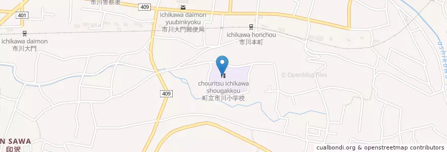 Mapa de ubicacion de 町立市川小学校 en 日本, 山梨県, 西八代郡, 市川三郷町.