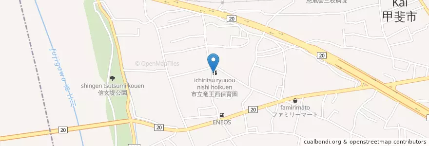 Mapa de ubicacion de 市立竜王西保育園 en 日本, 山梨県, 甲斐市.