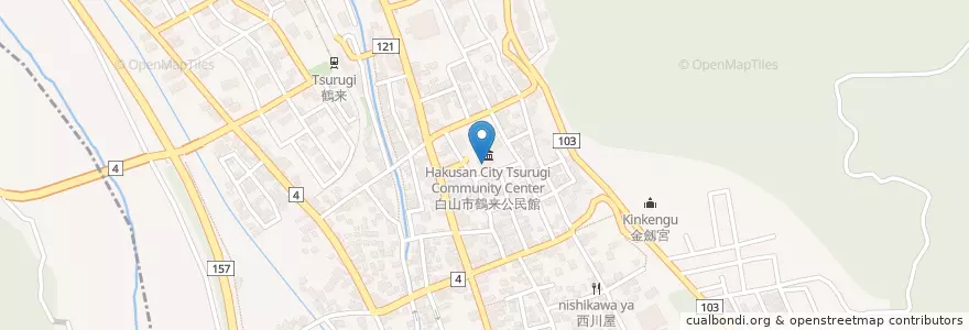 Mapa de ubicacion de 白山市立鶴来図書館本町分館 en Japonya, 石川県, 白山市.