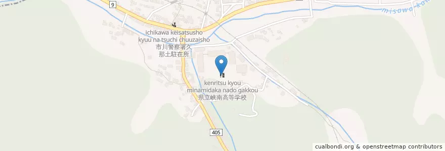 Mapa de ubicacion de 県立峡南高等学校 en Giappone, Prefettura Di Yamanashi, 南巨摩郡, 身延町.