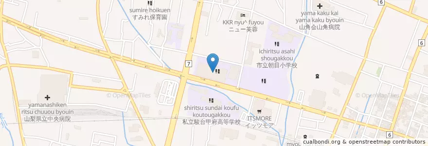 Mapa de ubicacion de 県立甲府工業高等学校 en Japão, 山梨県, 甲府市.