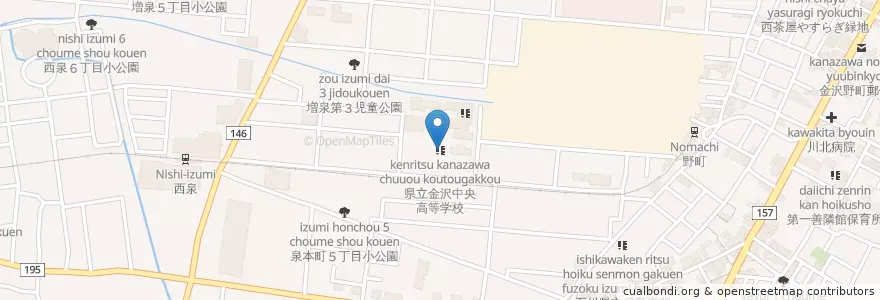Mapa de ubicacion de 県立金沢中央高等学校 en Japan, 石川県, 金沢市.