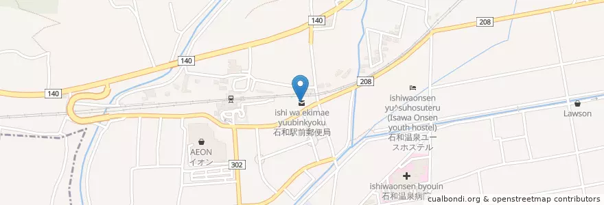 Mapa de ubicacion de 石和駅前郵便局 en Giappone, Prefettura Di Yamanashi, 笛吹市.