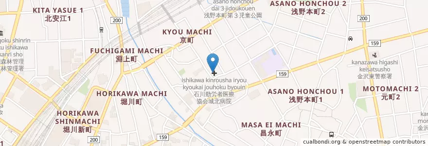 Mapa de ubicacion de 石川勤労者医療協会城北病院 en Japan, Präfektur Ishikawa, 金沢市.
