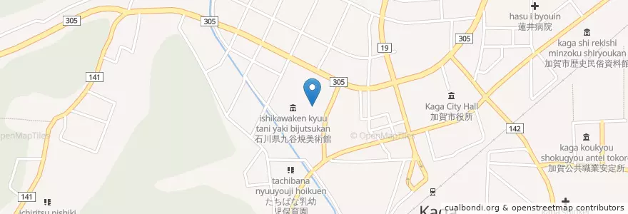 Mapa de ubicacion de 加賀市立図書館 en 日本, 石川県, 加賀市.