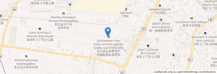 Mapa de ubicacion de 石川県立保育専門学園附属泉保育所 en Giappone, Prefettura Di Ishikawa, 金沢市.