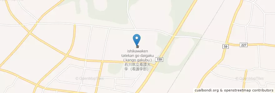 Mapa de ubicacion de 石川県立看護大学（看護学部） en 日本, 石川県, かほく市.