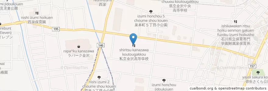 Mapa de ubicacion de 私立金沢高等学校 en Japon, Préfecture D'Ishikawa, 金沢市.