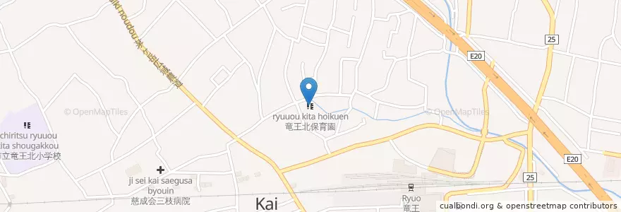Mapa de ubicacion de 竜王北保育園 en 일본, 야마나시현, 甲斐市.