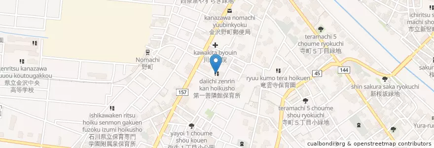 Mapa de ubicacion de 第一善隣館保育所 en Japonya, 石川県, 金沢市.