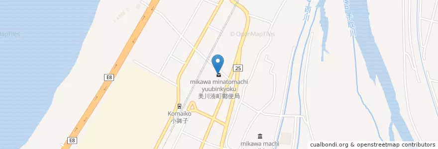 Mapa de ubicacion de 美川湊町郵便局 en Japón, Prefectura De Ishikawa, 白山市.