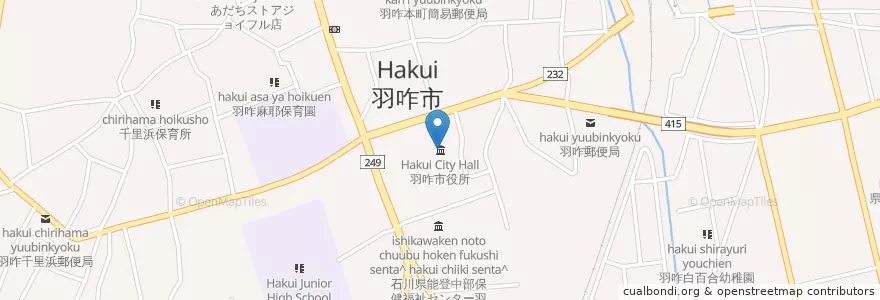 Mapa de ubicacion de 羽咋市役所 (Hakui City Hall) en Giappone, Prefettura Di Ishikawa, 羽咋市.