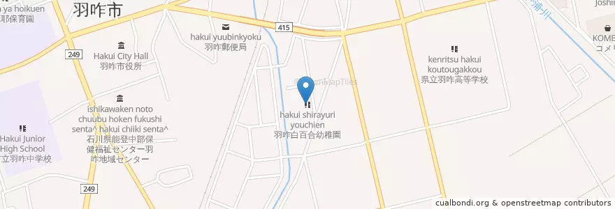 Mapa de ubicacion de 羽咋白百合幼稚園 en Giappone, Prefettura Di Ishikawa, 羽咋市.