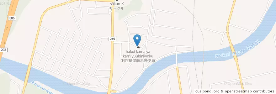 Mapa de ubicacion de 羽咋釜屋簡易郵便局 en Giappone, Prefettura Di Ishikawa, 羽咋市.