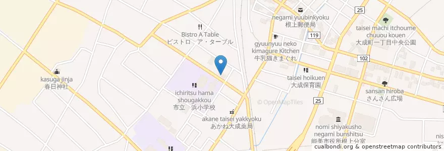Mapa de ubicacion de 能美広域事務組合寺井消防署根上分署 en ژاپن, 石川県, 能美市.