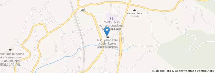 Mapa de ubicacion de 菱山簡易郵便局 en Jepun, 山梨県, 甲州市.