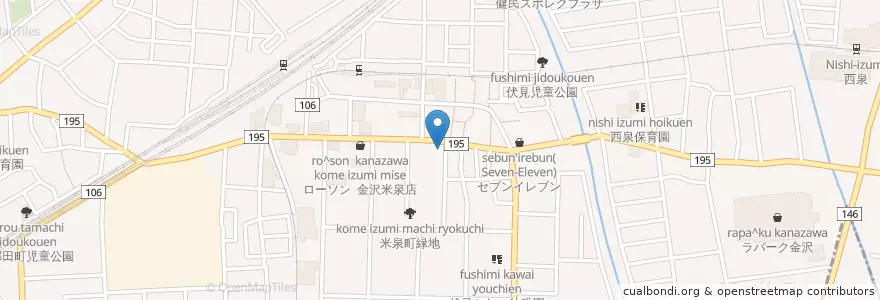 Mapa de ubicacion de 西金沢駅前郵便局 en Japan, 石川県, 金沢市.