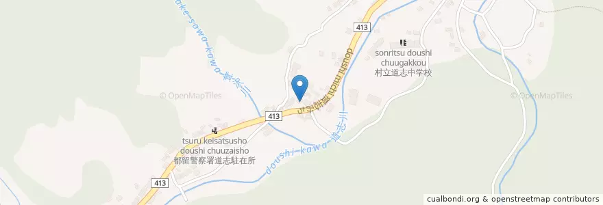 Mapa de ubicacion de 道志村保育所 en Japón, Prefectura De Yamanashi, 南都留郡, 道志村.