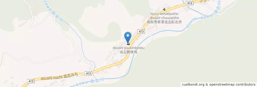 Mapa de ubicacion de 道志郵便局 en 일본, 야마나시현, 南都留郡, 道志村.