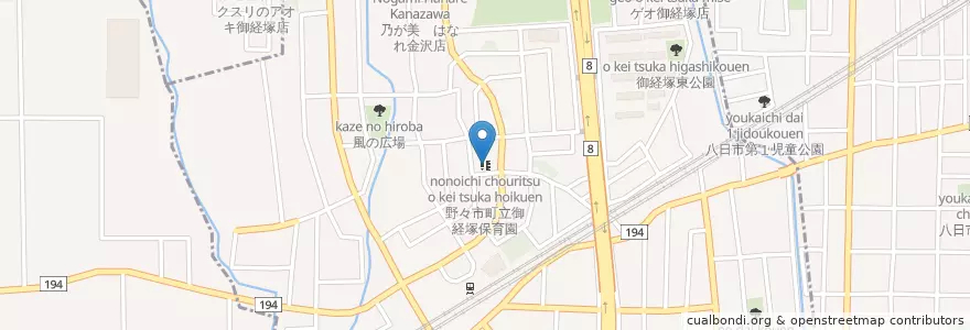 Mapa de ubicacion de 野々市町立御経塚保育園 en 日本, 石川県, 野々市市.