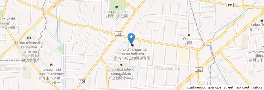 Mapa de ubicacion de 野々市町立押野保育園;野々市市押野児童館 en 日本, 石川県.