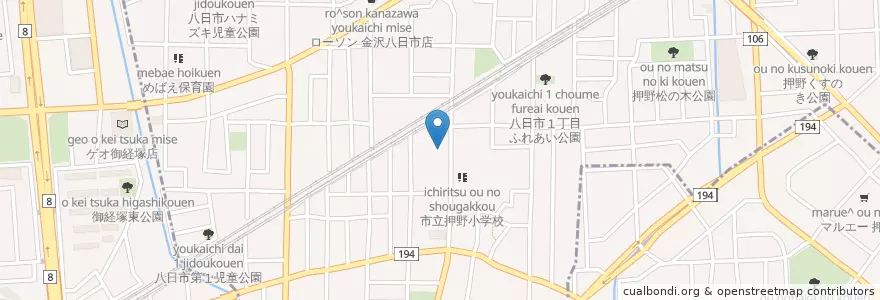 Mapa de ubicacion de 金沢市立八日市保育所 en 日本, 石川県, 野々市市.