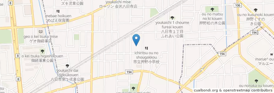 Mapa de ubicacion de 金沢市立押野児童館 en Япония, Исикава, 野々市市.