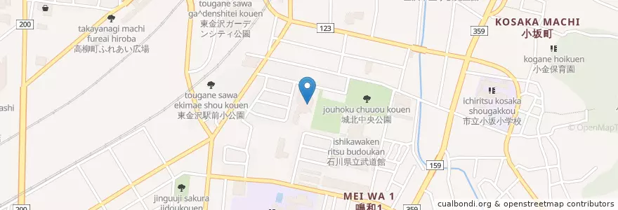 Mapa de ubicacion de 金沢市立玉川図書館城北分館 en Japón, Prefectura De Ishikawa, Kanazawa.