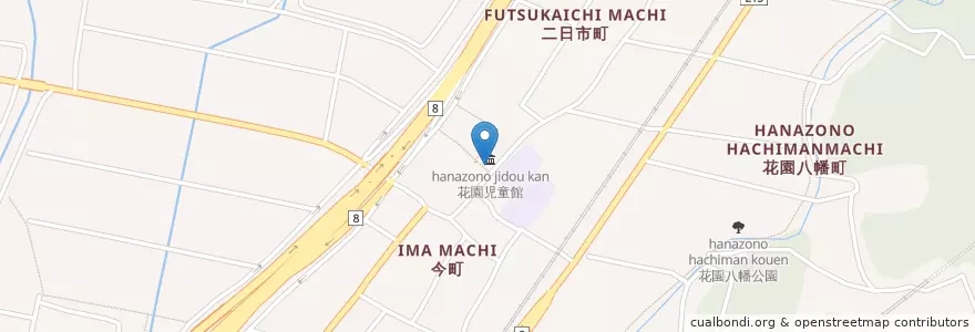 Mapa de ubicacion de 金沢市立花園児童館 en 日本, 石川県, 金沢市.