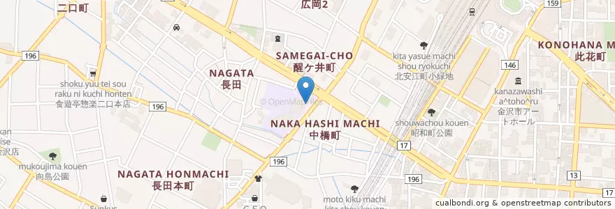 Mapa de ubicacion de 金沢市立長田町児童館 en Japan, Präfektur Ishikawa, 金沢市.