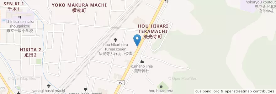 Mapa de ubicacion de 金沢法光寺郵便局 en Japan, Präfektur Ishikawa, 金沢市.