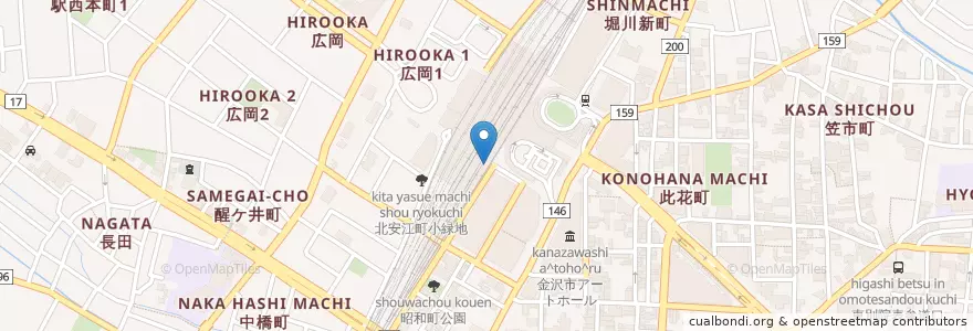 Mapa de ubicacion de 金沢駅内郵便局 en Japon, Préfecture D'Ishikawa, 金沢市.