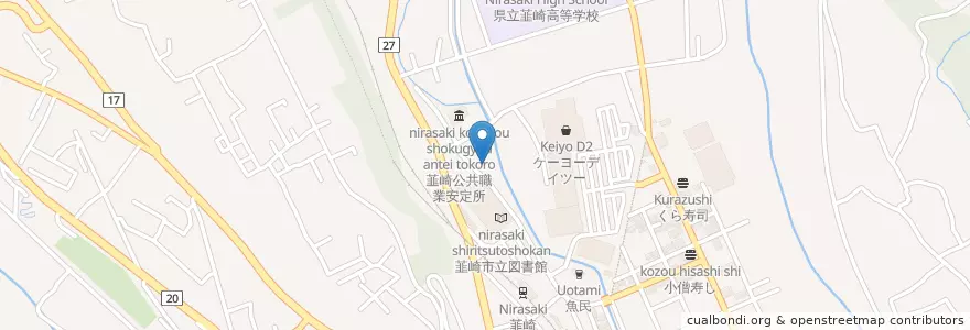 Mapa de ubicacion de 関東農政局山梨農政事務所地域課 en 日本, 山梨県, 韮崎市.