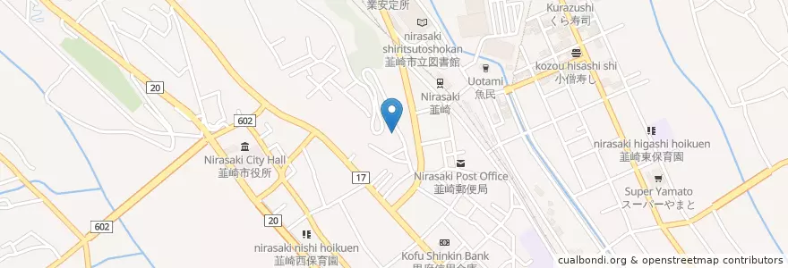 Mapa de ubicacion de 旧韮崎市立図書館 en 일본, 야마나시현, 韮崎市.