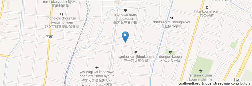 Mapa de ubicacion de 額小鳩保育園 en Japão, 石川県, 金沢市.
