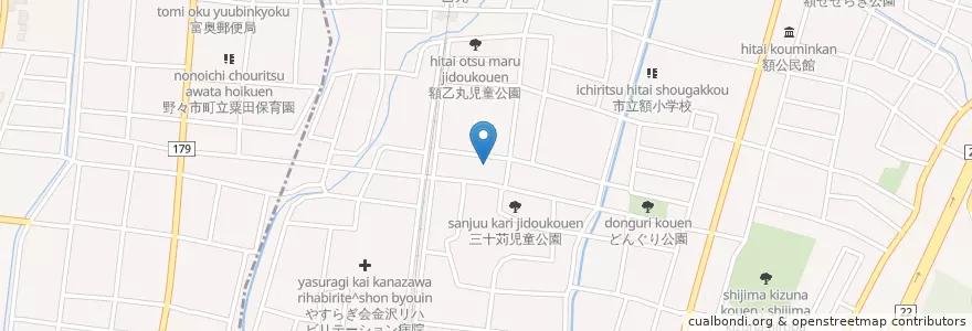 Mapa de ubicacion de 額小鳩第二保育園 en 日本, 石川県, 金沢市.