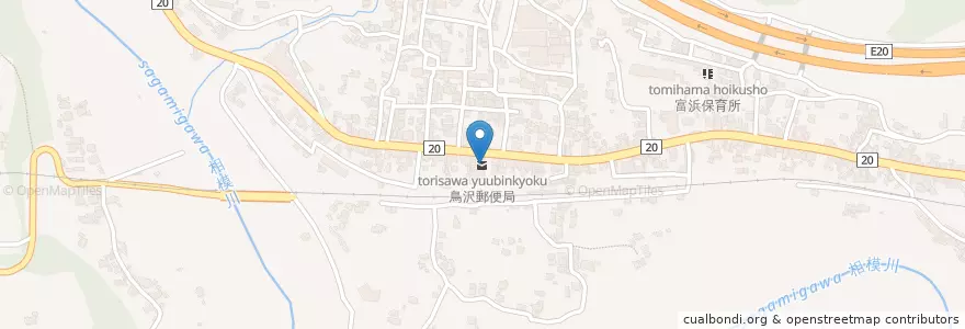 Mapa de ubicacion de 鳥沢郵便局 en اليابان, 山梨県, 大月市.