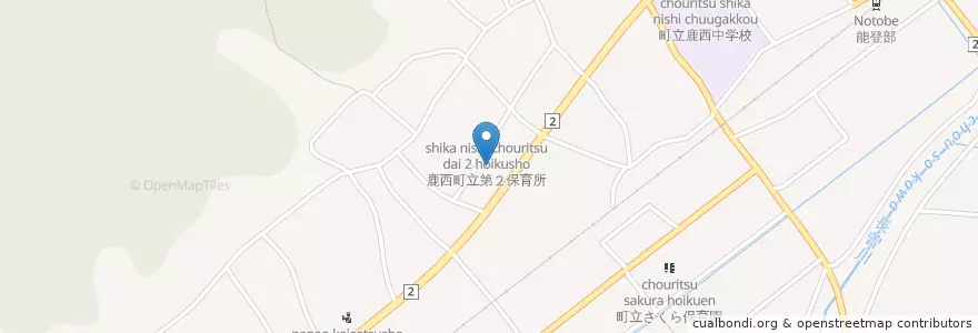 Mapa de ubicacion de 鹿西町立中央児童館 en Japon, Préfecture D'Ishikawa, 鹿島郡, 中能登町.