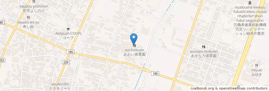 Mapa de ubicacion de あおい保育園 en Japan, 福井県, 鯖江市.