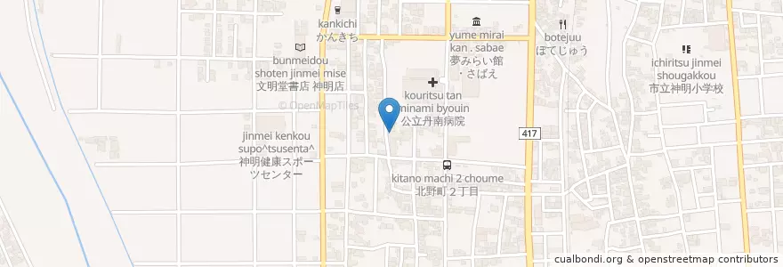 Mapa de ubicacion de みどりケ丘病院 en Japón, Prefectura De Fukui, 鯖江市.