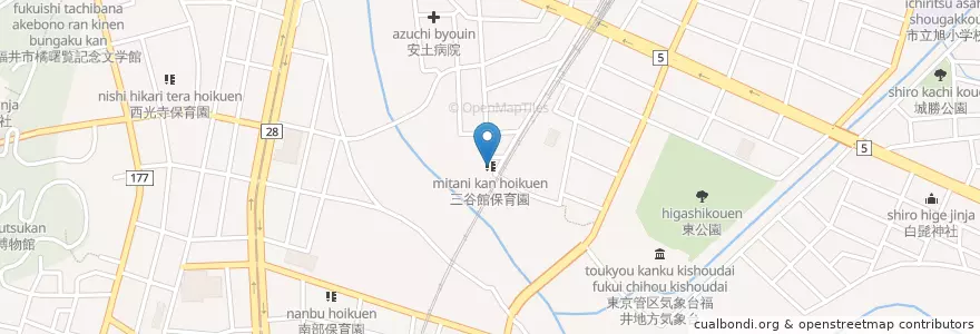 Mapa de ubicacion de 三谷館保育園 en 日本, 福井県, 福井市.