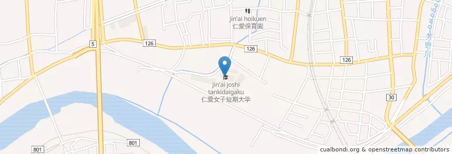 Mapa de ubicacion de 仁愛女子短期大学 en Japonya, 福井県, 福井市.