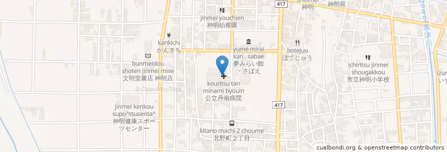 Mapa de ubicacion de 公立丹南病院 en 日本, 福井县, 鯖江市.