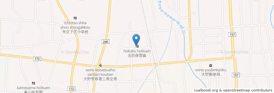 Mapa de ubicacion de 北部保育園 en Jepun, 福井県, 大野市.