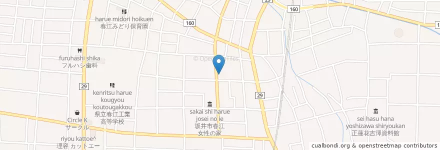 Mapa de ubicacion de 南春江郵便局 en Япония, Фукуи, 坂井市.