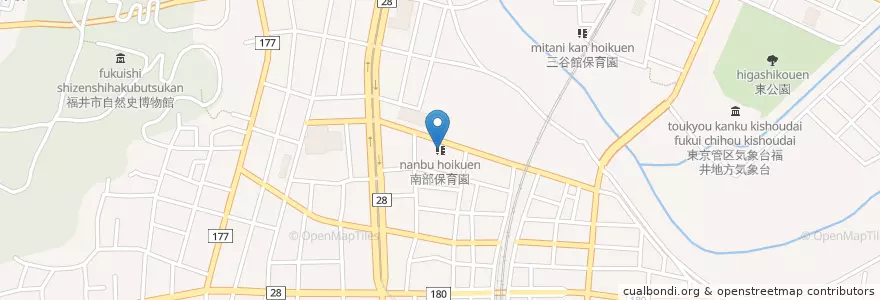 Mapa de ubicacion de 南部保育園 en 日本, 福井県, 福井市.