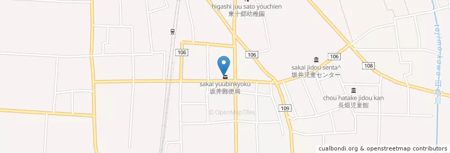 Mapa de ubicacion de 坂井郵便局 en 日本, 福井県, 坂井市.